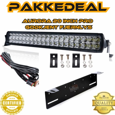Aurora 20 inch pro - Godkjent fjernlys - Komplett pakke 