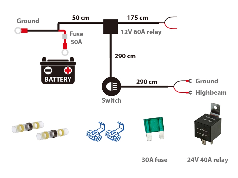 koblingsskjema for Kraftig ledningsnett med 1 utgang - Maks 960 watt